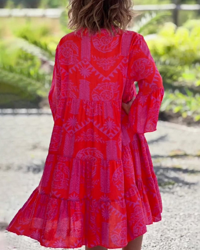 Mia – Rochie cu imprimeu geometric Boho