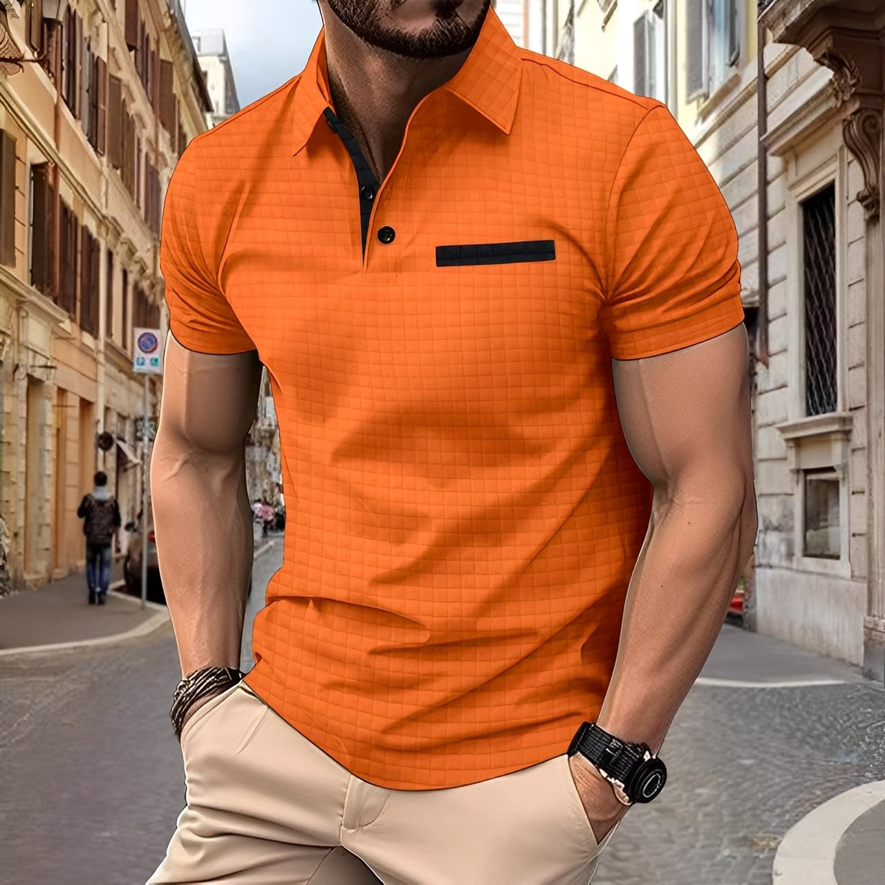 Benson - Tricou polo cu croială slim-fit pentru bărbați, sofisticat
