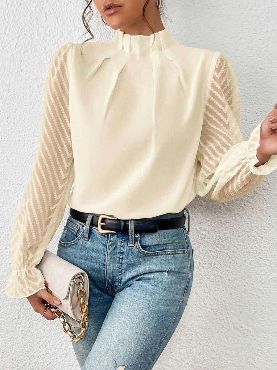 Cassandra - Elegantă bluză din șifon cu mâneci lungi pentru femei