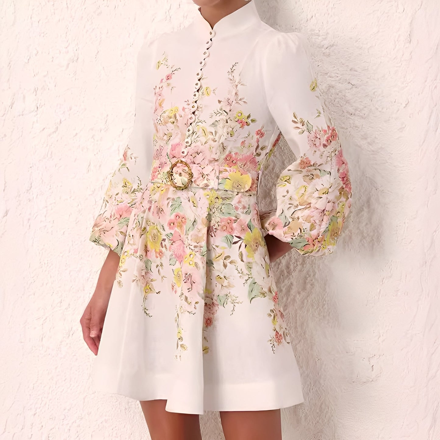 Debra - Rochie mini elegantă cu nasturi pentru femei