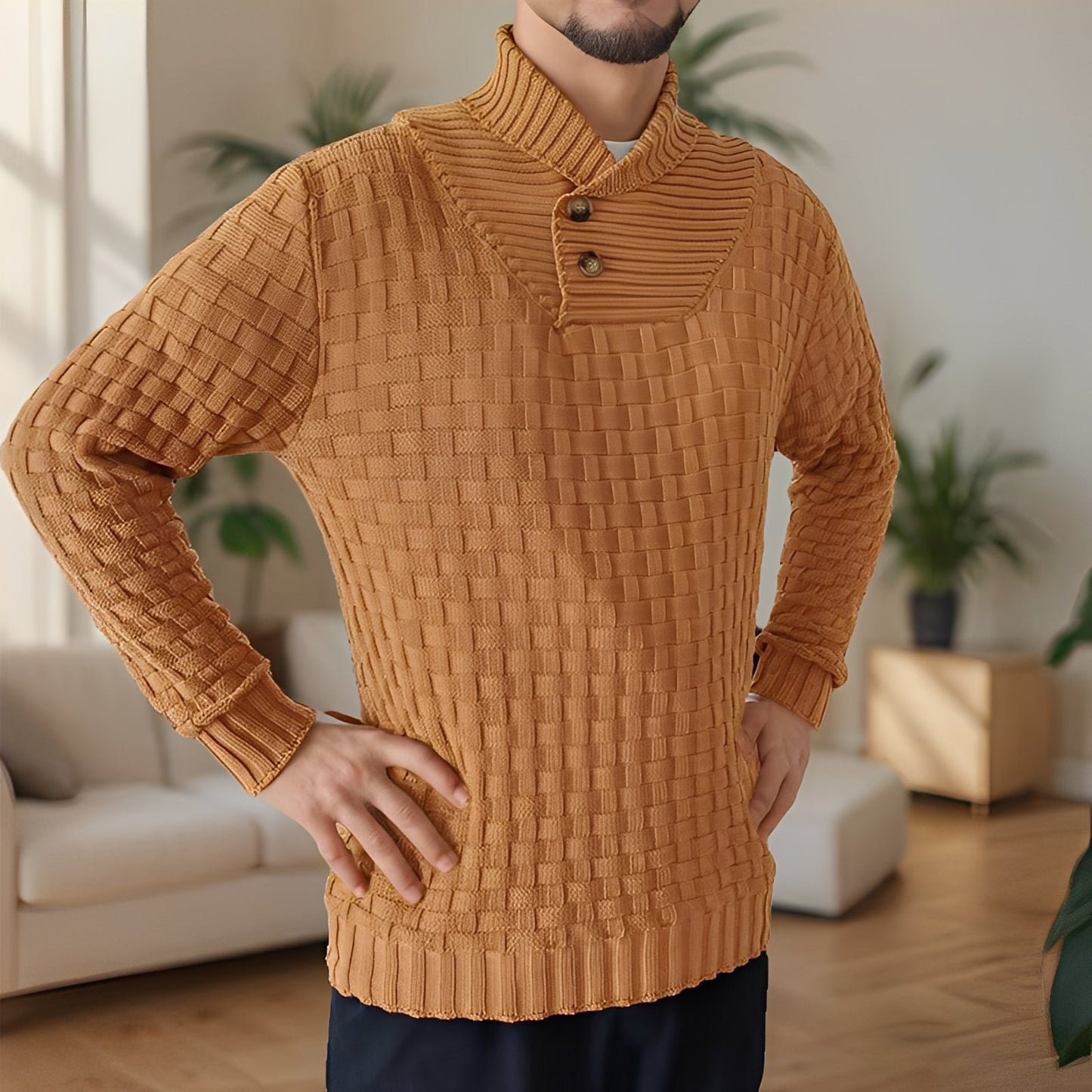 Weldon - Pulover de bărbați cu guler înalt stilat