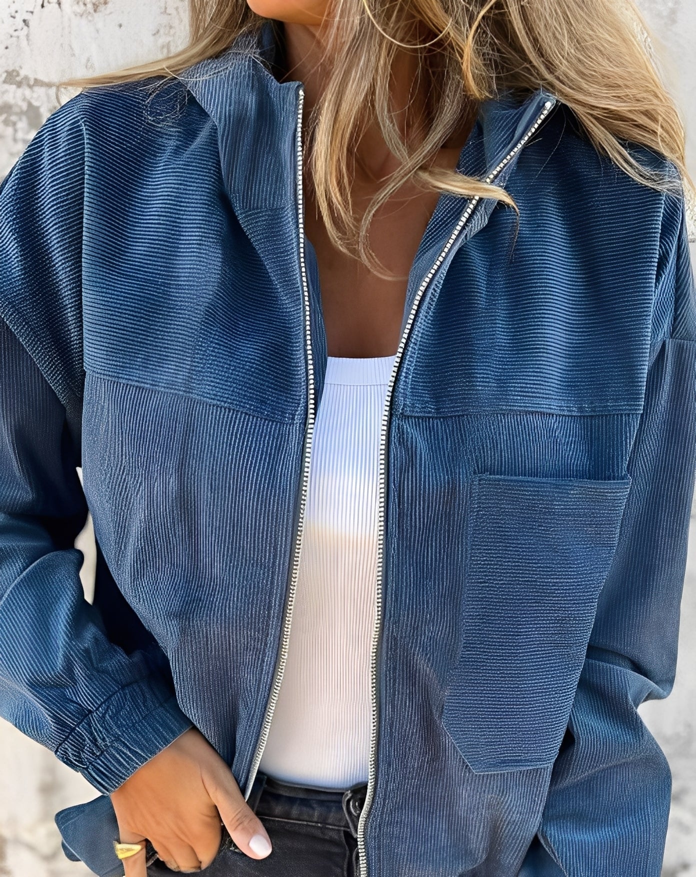 Gillian - Geacă casual din cord cu glugă pentru femei