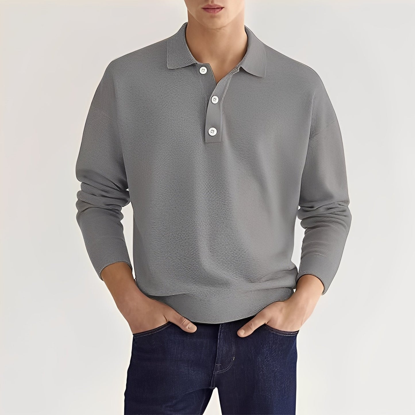 Dominic - Tricou polo cu mânecă lungă, casual pentru bărbați