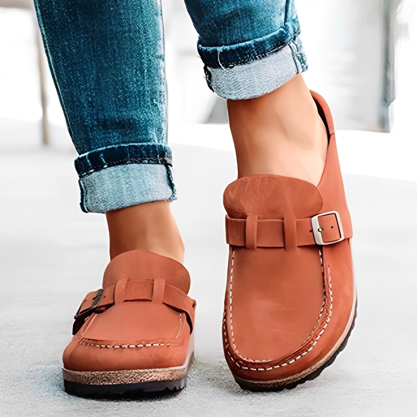 Briana - Sandale Slip-On Comode cu Cataramă pentru Femei