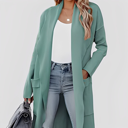 Chantal - Cardigan lung din tweed pentru femei, stil lejer