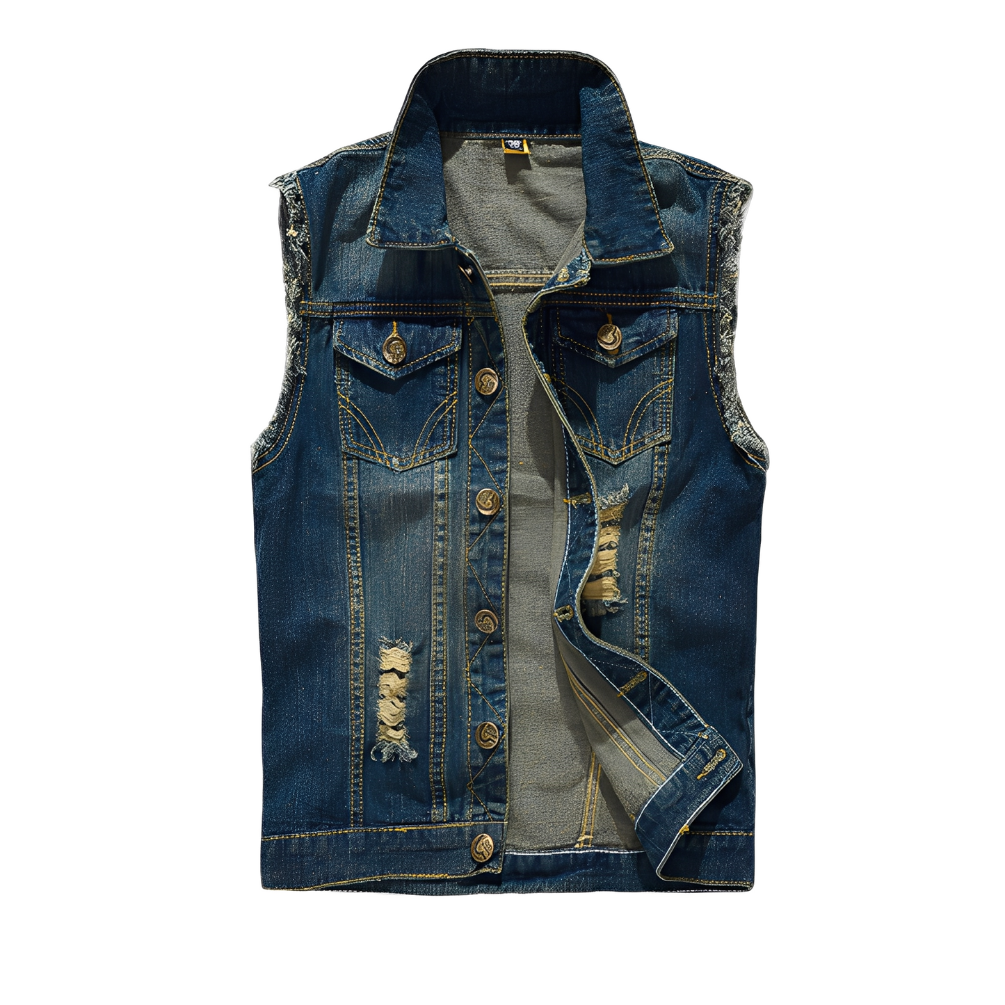 Morley - Vestă retro din jeans cu buzunare pentru bărbați