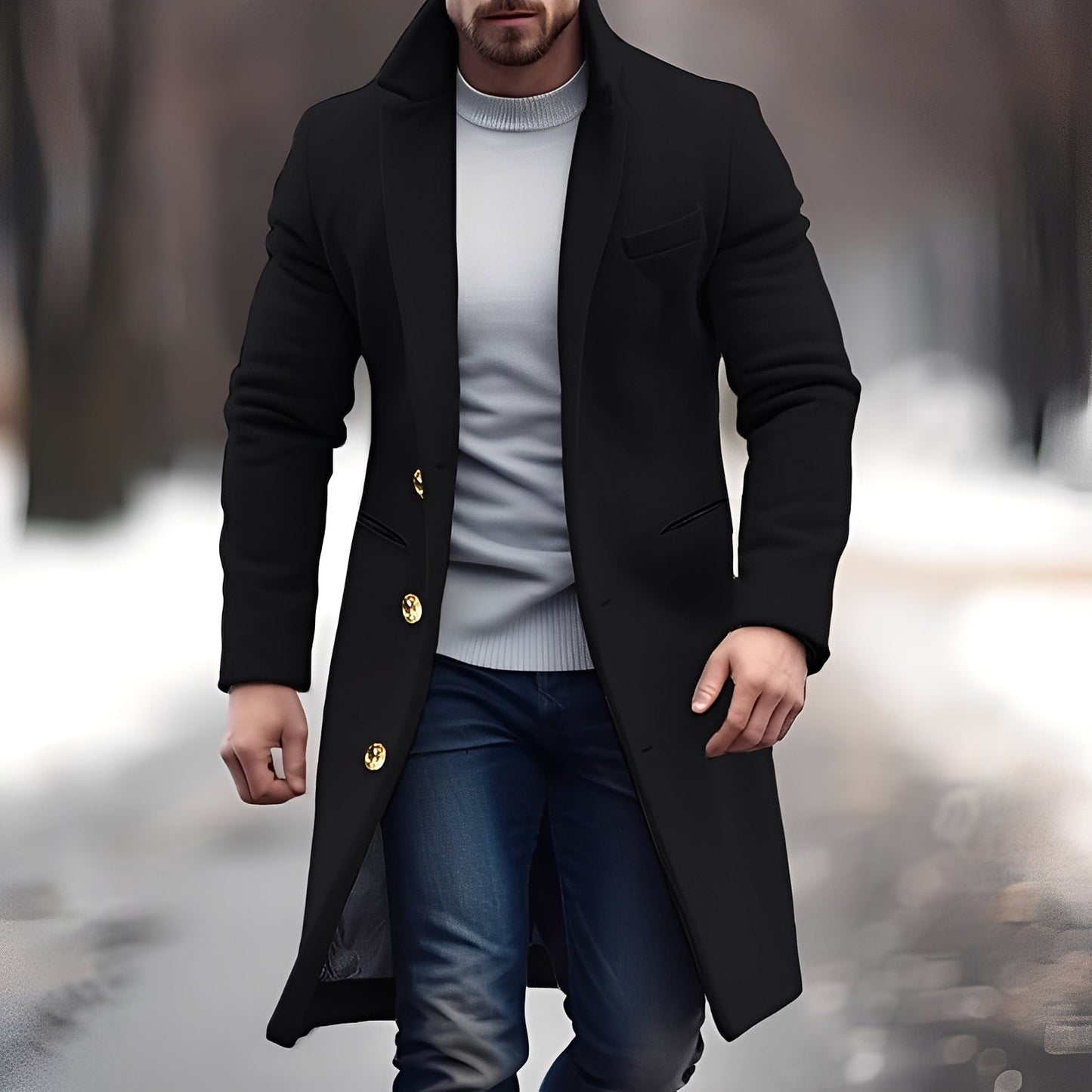 Zackary - Palton de lână casual, lungime medie, pentru bărbați