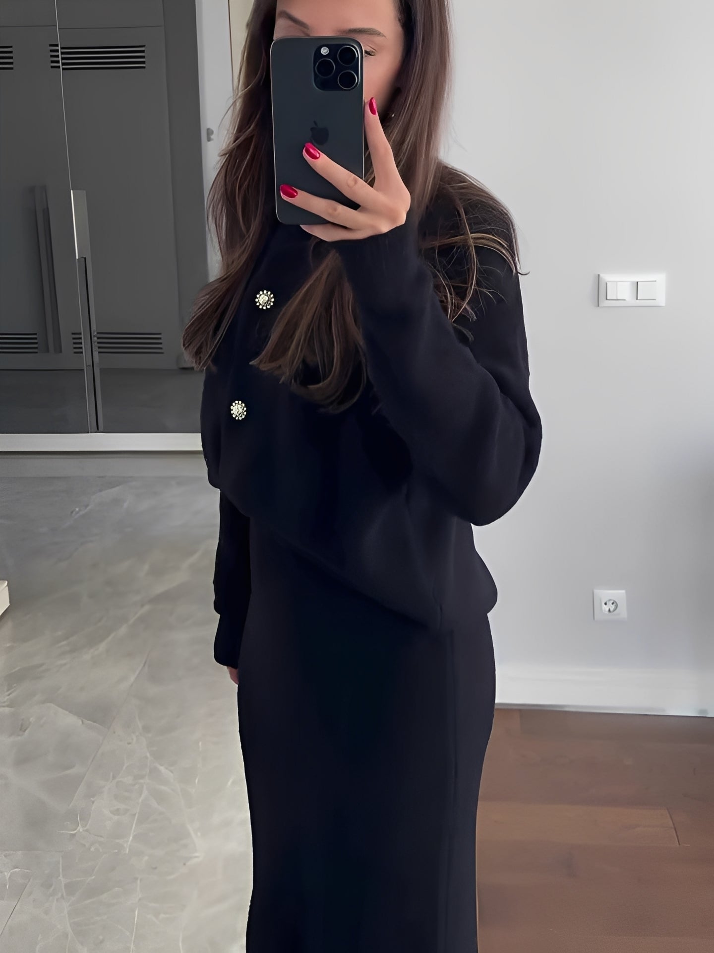 Cecilia - Set elegant din cardigan și fustă pentru femei