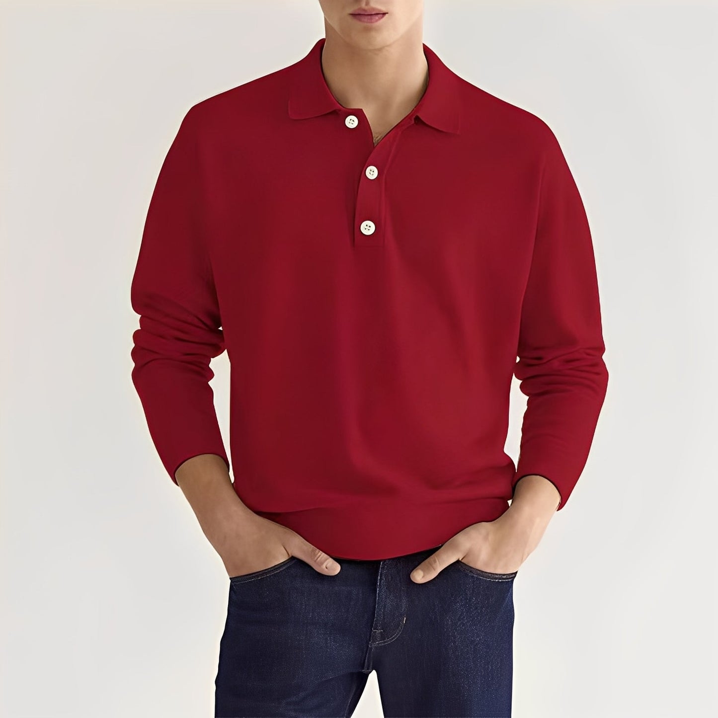 Dominic - Tricou polo cu mânecă lungă, casual pentru bărbați