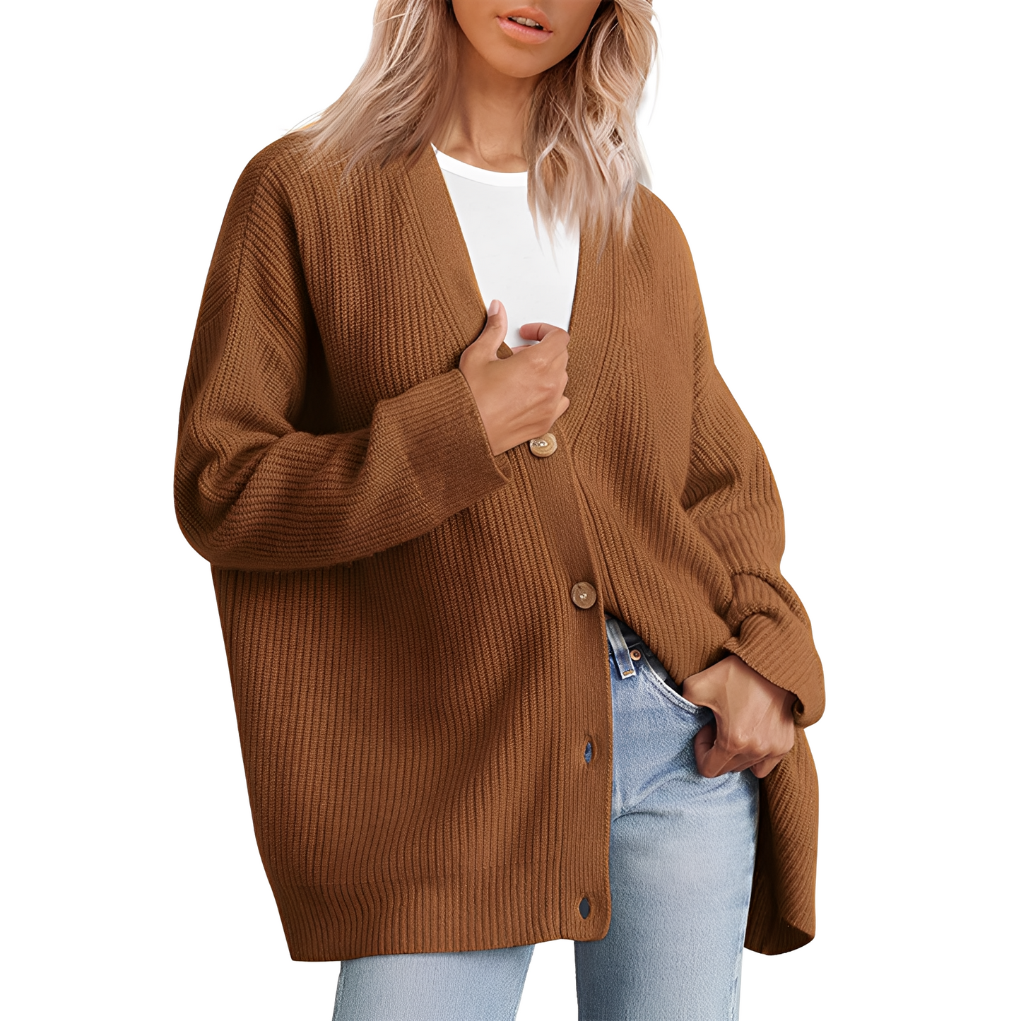 Christal - Cardigan oversize lejer pentru dame