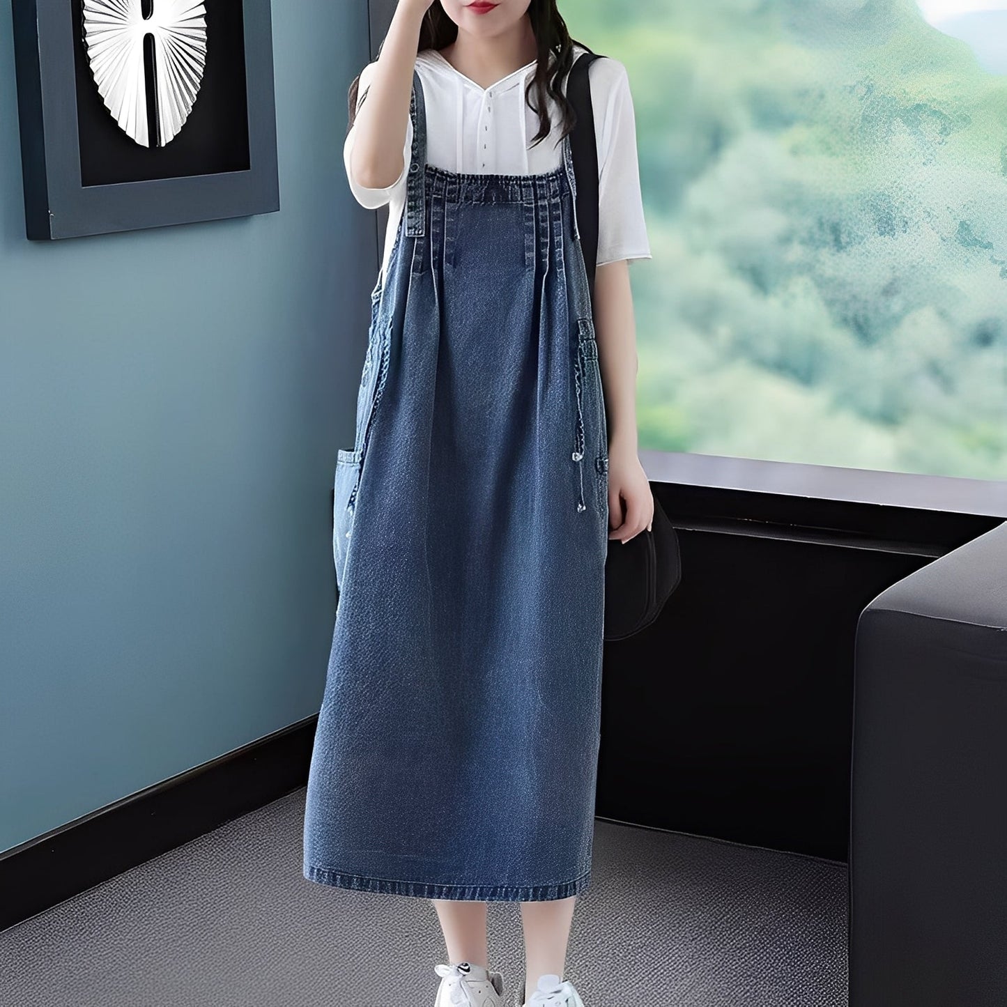 Kelsey - Rochie casual din denim cu buzunare pentru femei