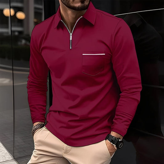 Bernard - Tricou polo cu mânecă lungă și buzunar pentru bărbați