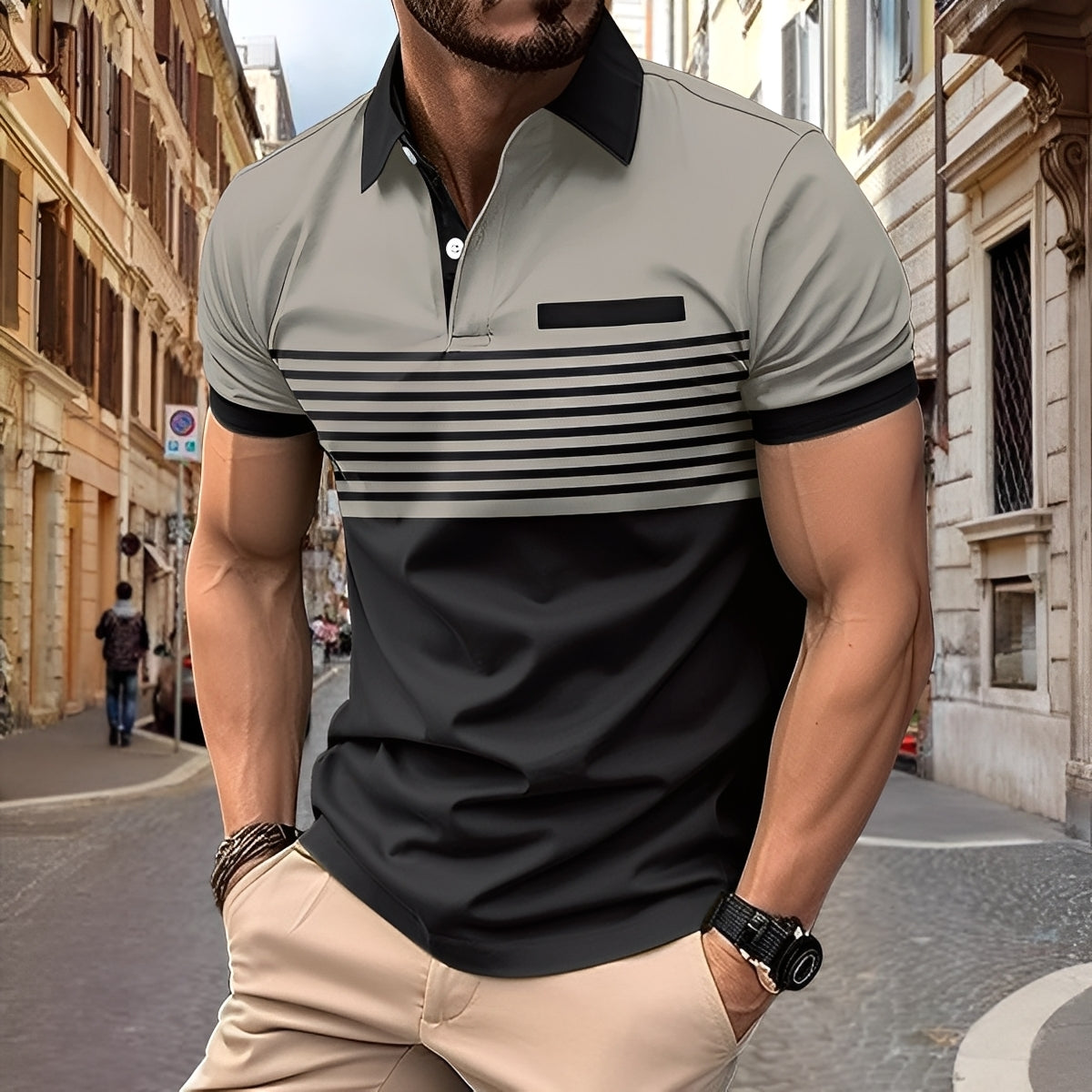Derryl - Polo masculin cu dungi