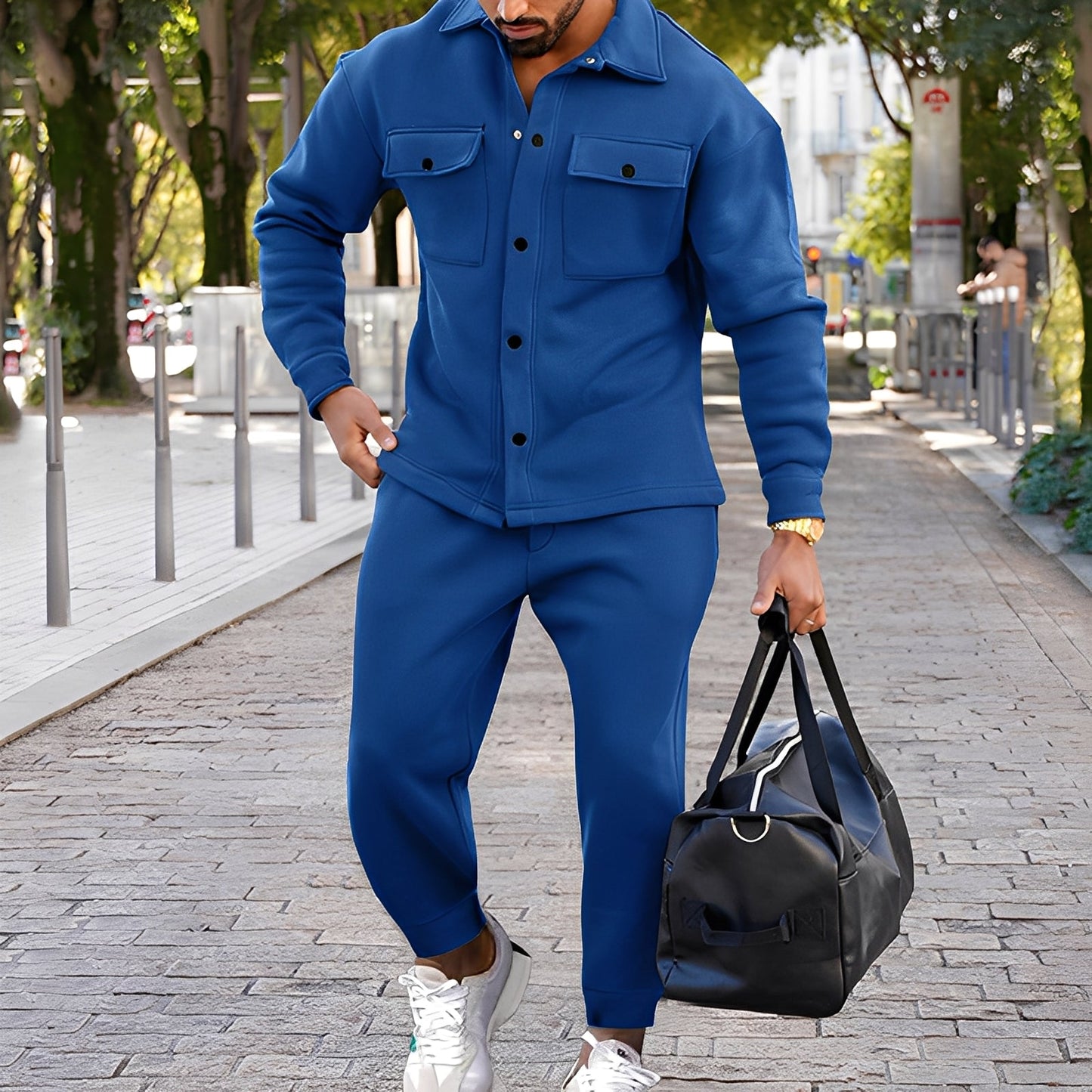 Kent - Set lejer Slim-Fit din cămașă și pantaloni pentru bărbați