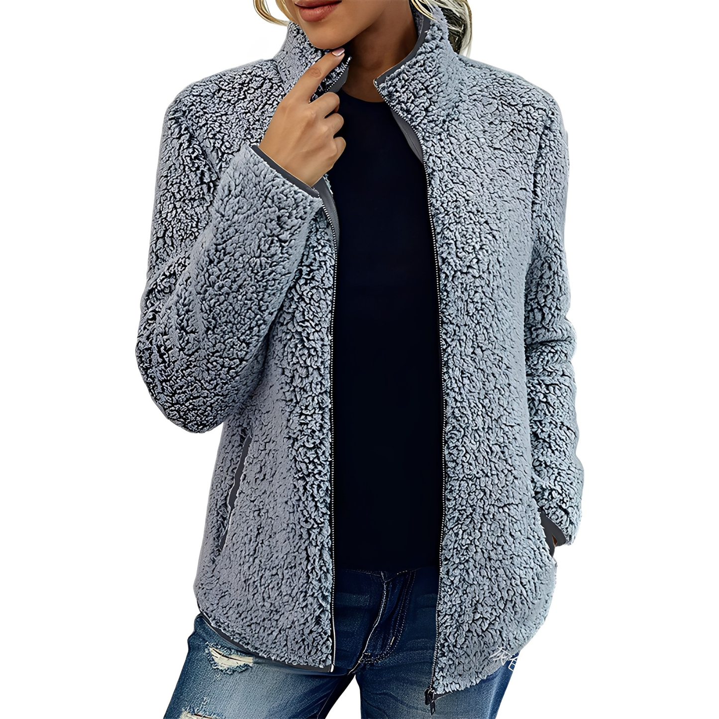 Alethea - Pelerină elegantă de fleece și catifea pentru femei