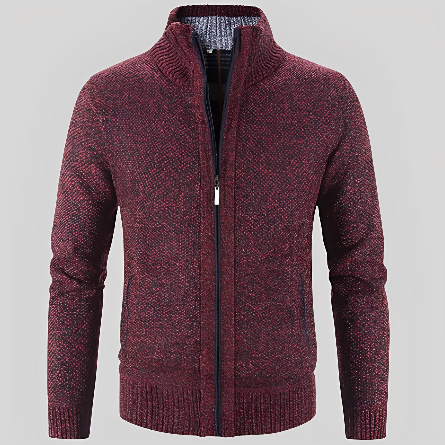 Kelvin - Geacă tricotată simplă cu fermoar pentru bărbați