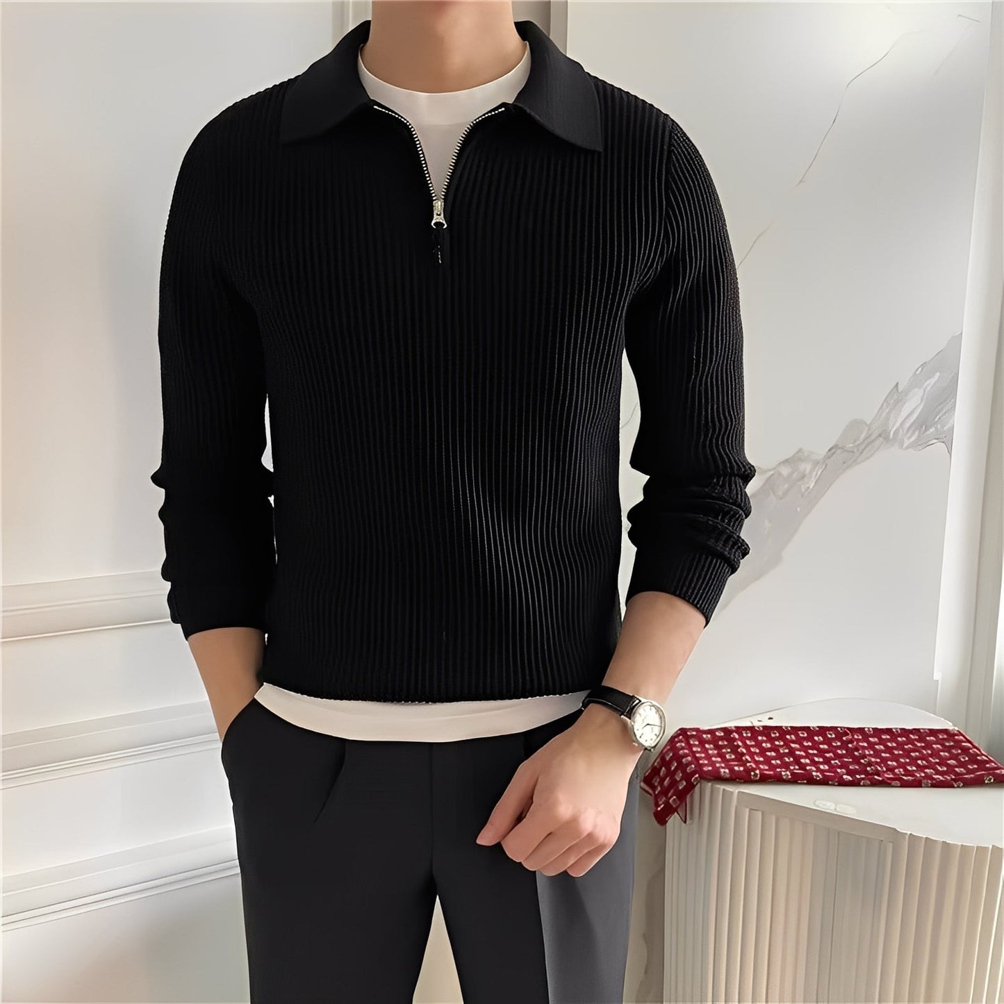 Justin - Pulover elegant pentru bărbați cu fermoar