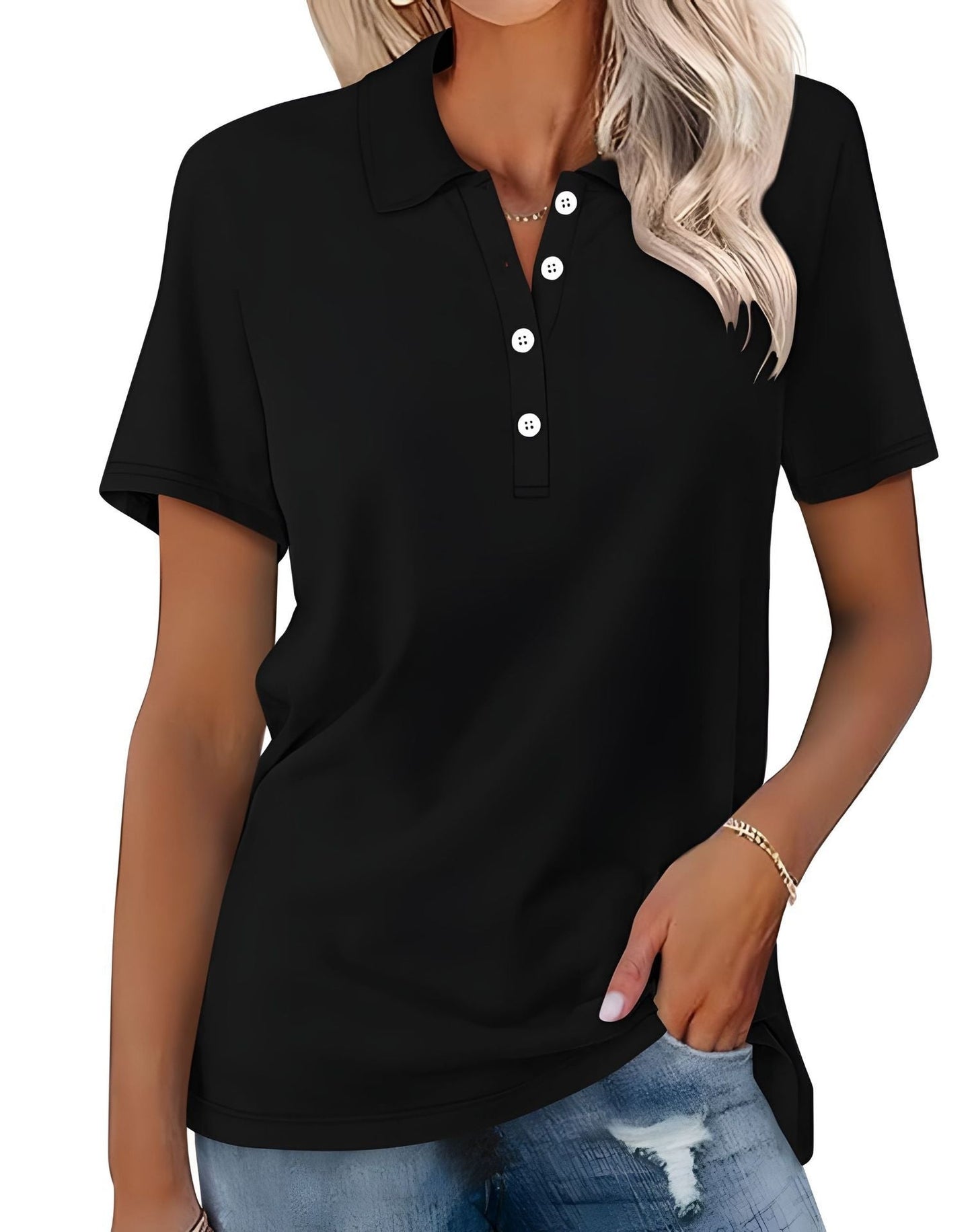 Teresa - Tricou polo casual cu mâneci scurte pentru femei