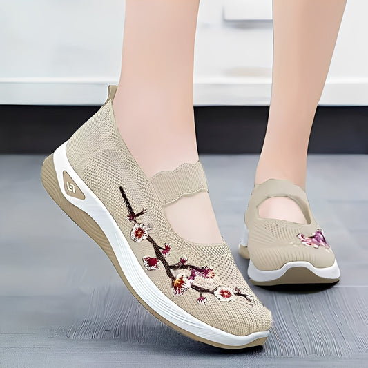 Jazmin - Pantofi casual, respirabili cu broderie pentru femei
