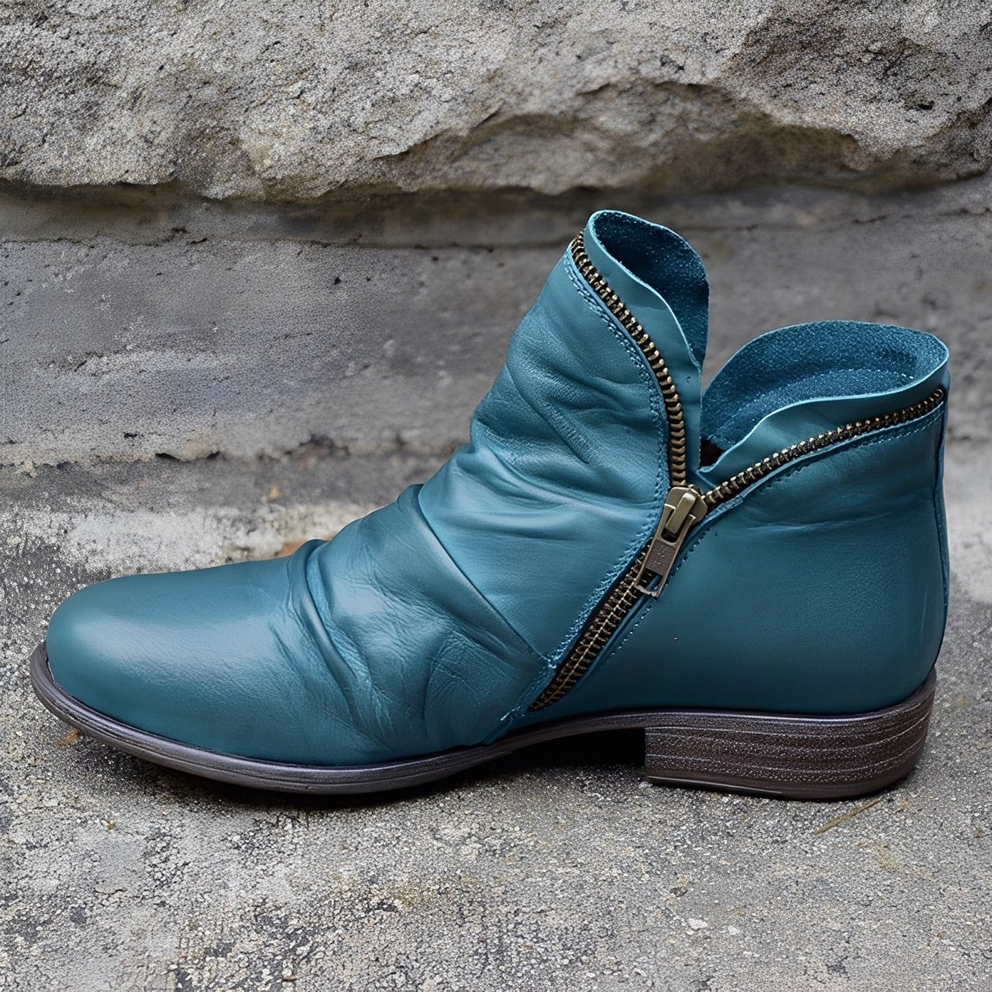 Veronica - Cizme retro din piele cu fermoar pentru femei