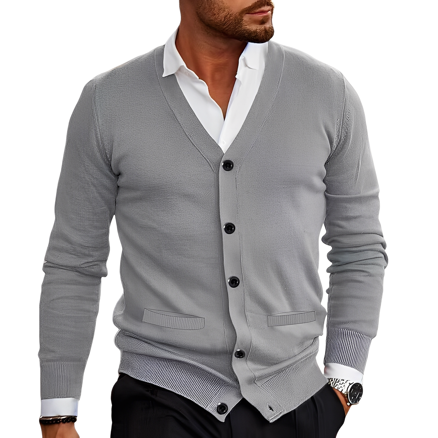Bradley - Cardigan casual, simplu pentru bărbați