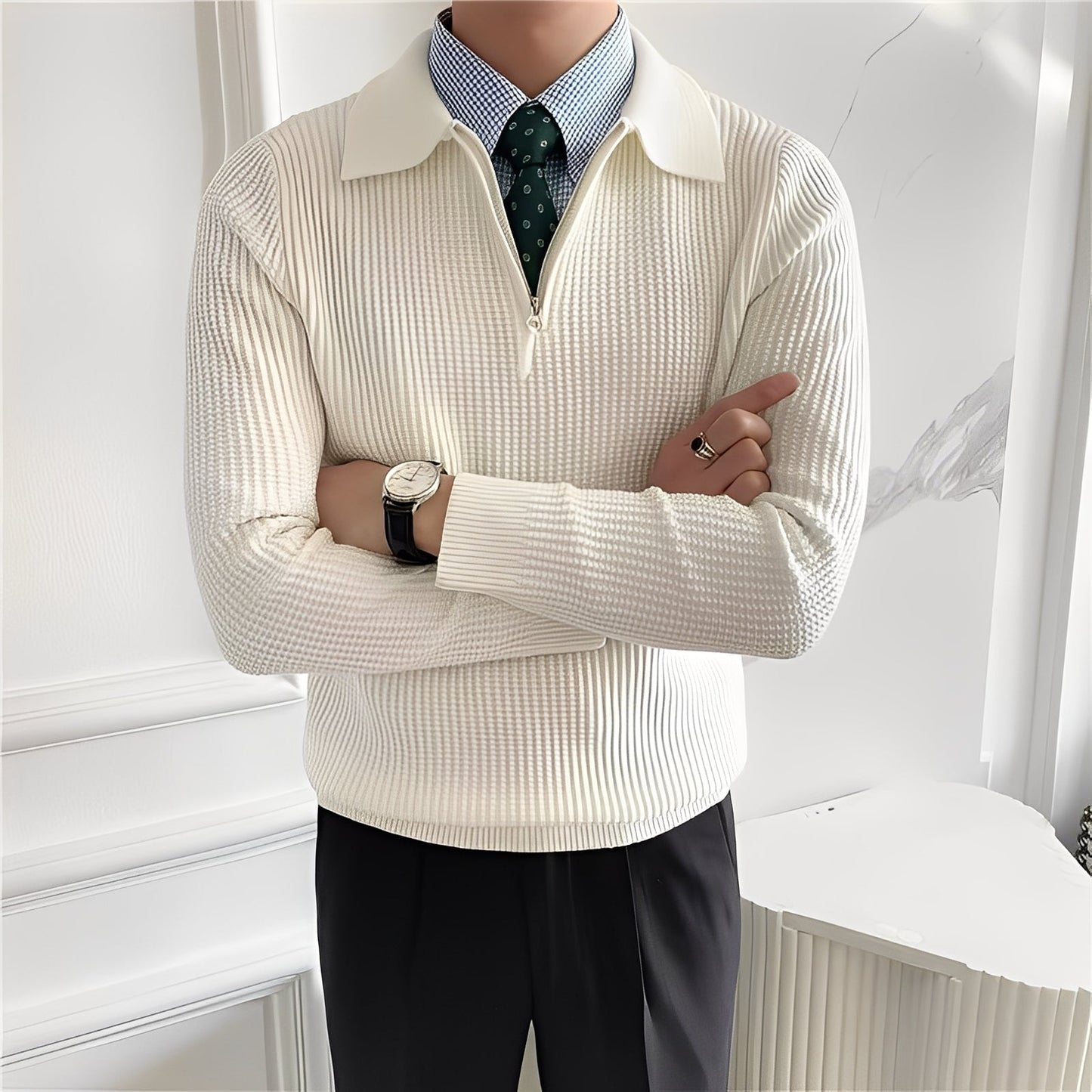 Justin - Pulover elegant pentru bărbați cu fermoar