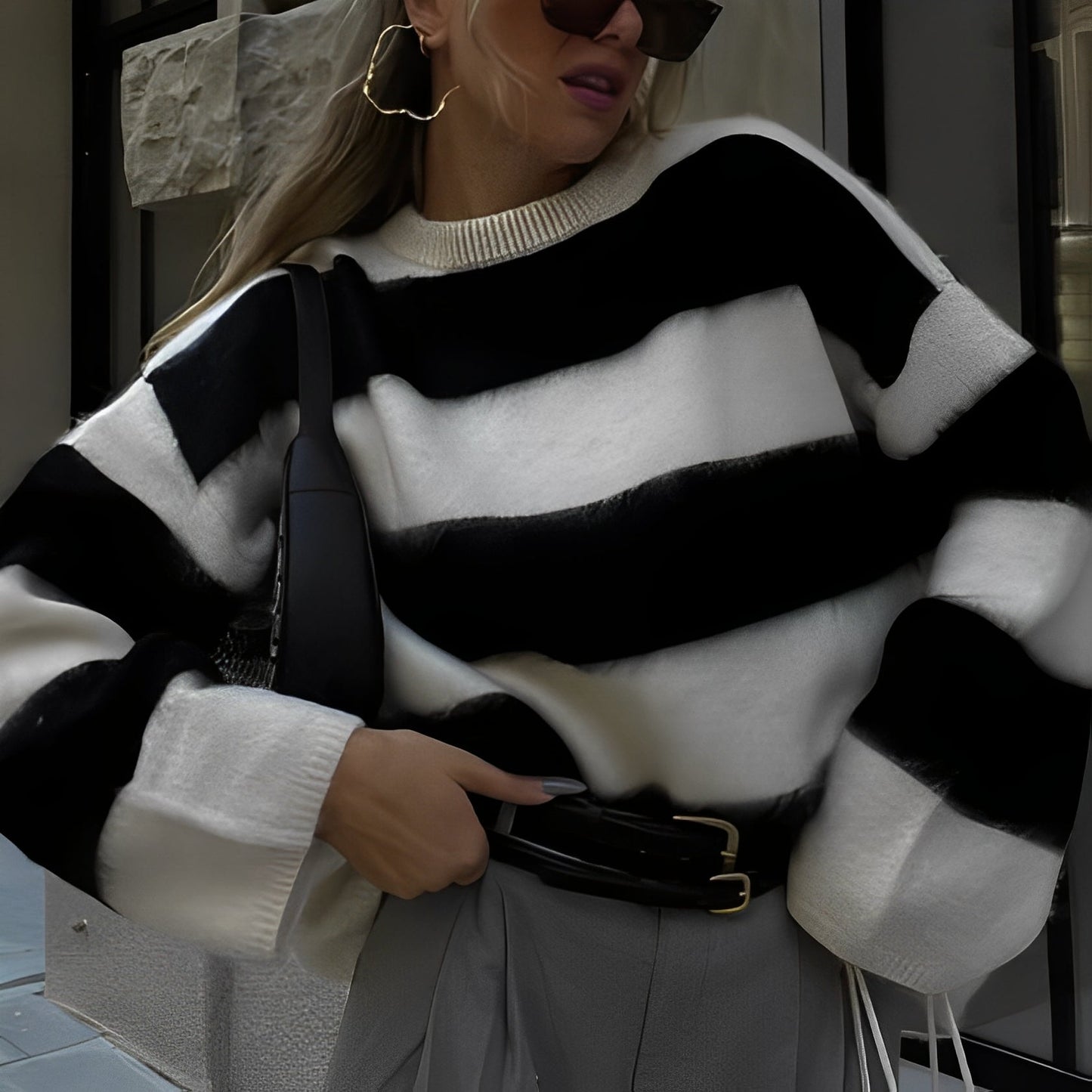 Shanelle - Pulover clasic cu guler rotund pentru femei