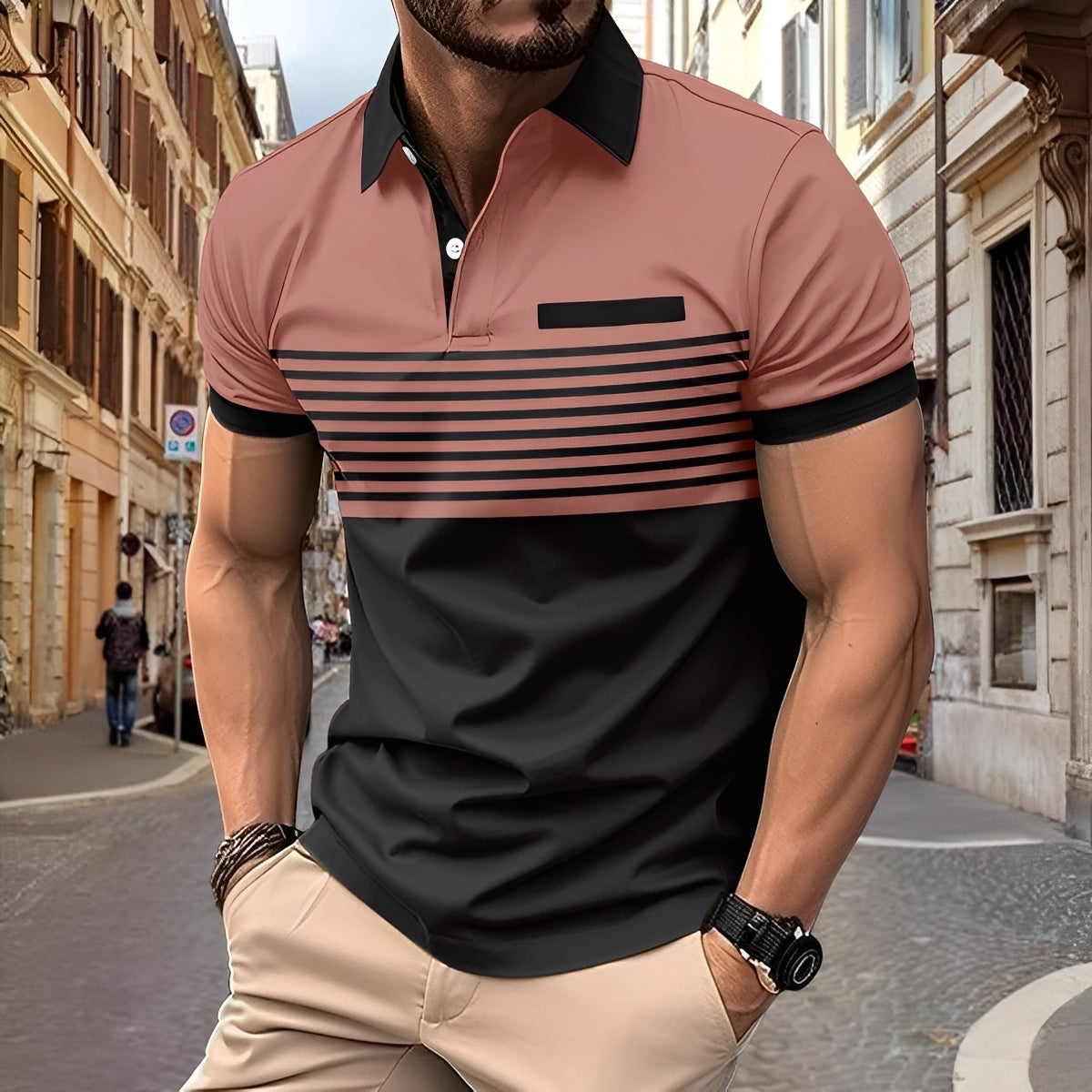 Derryl - Polo masculin cu dungi