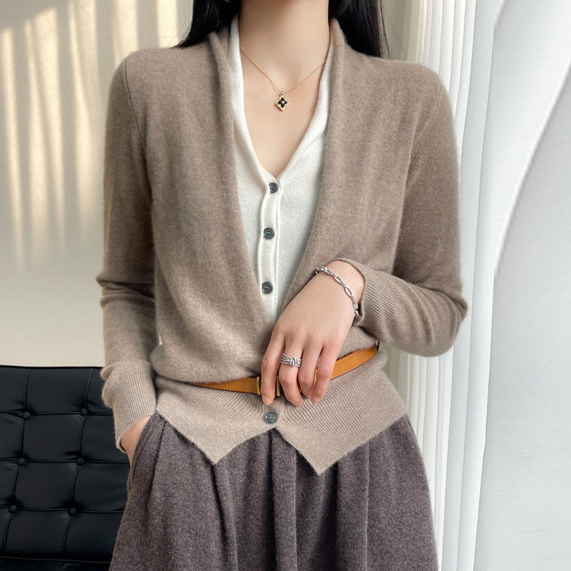 Jayleen - Top lejer din tricot cu nasturi pentru femei