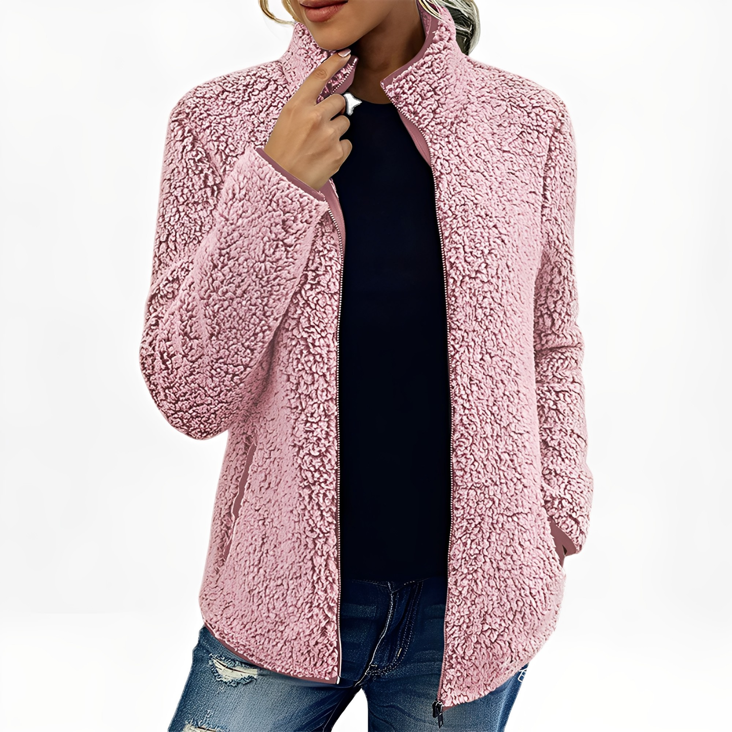 Alethea - Pelerină elegantă de fleece și catifea pentru femei