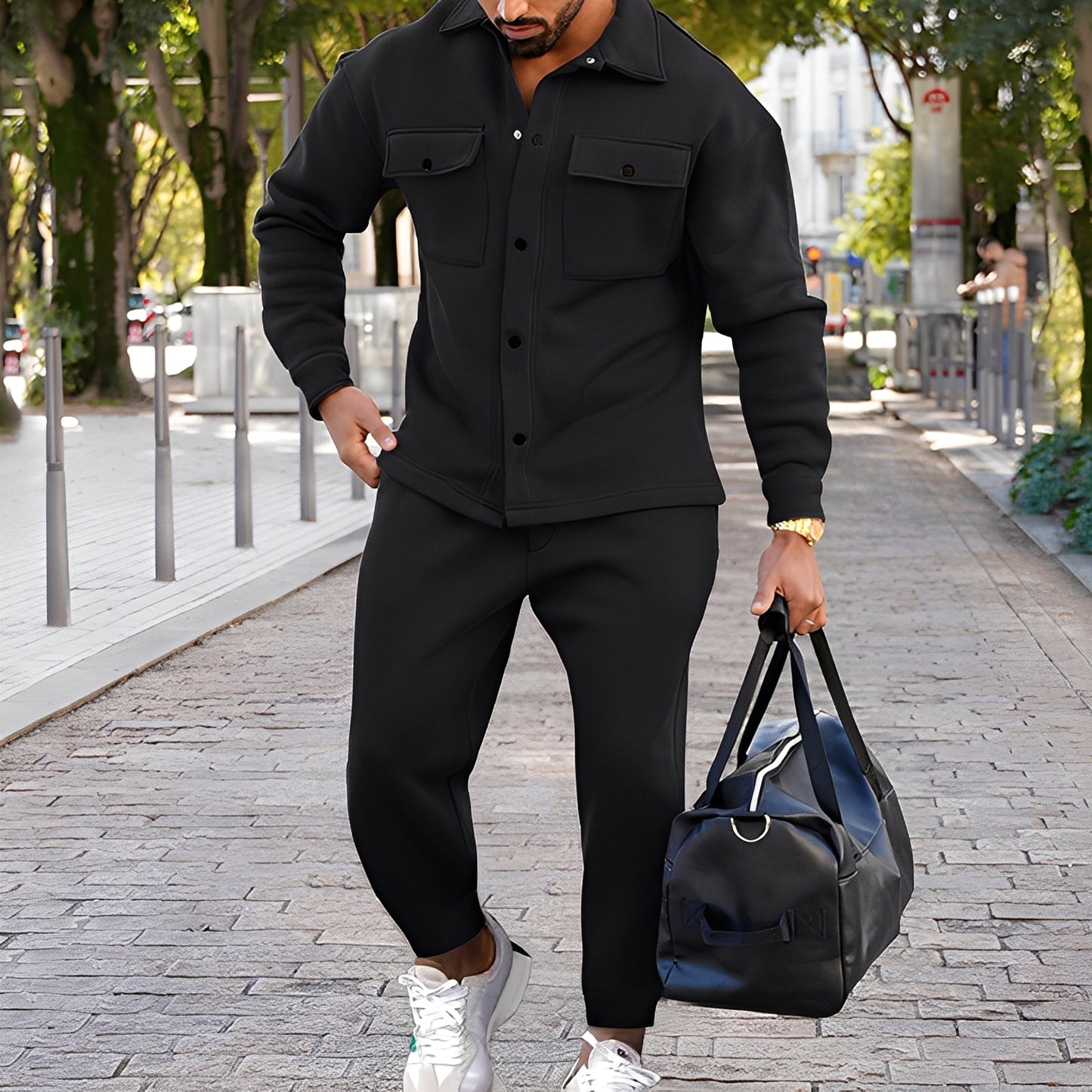 Kent - Set lejer Slim-Fit din cămașă și pantaloni pentru bărbați