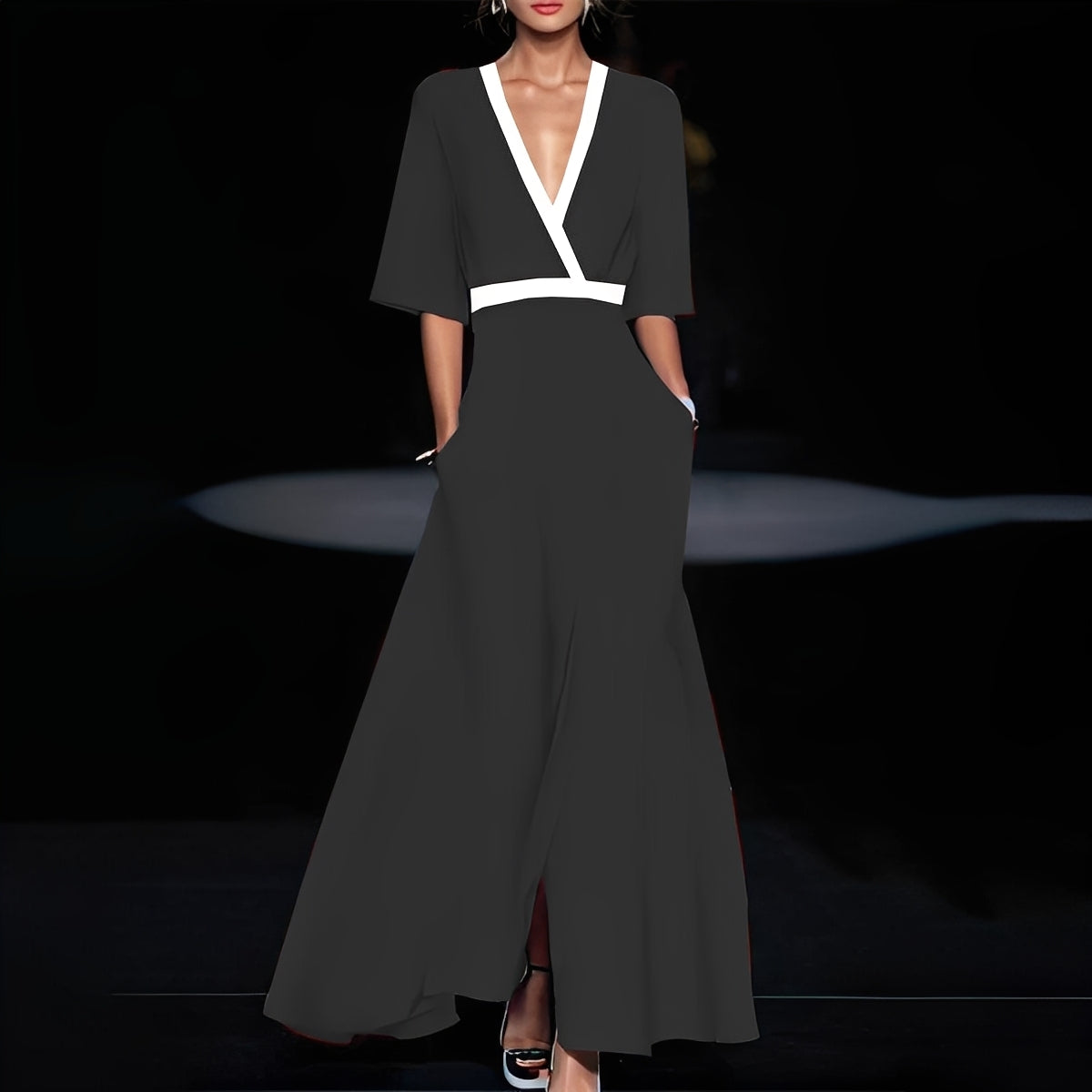 Débora - Rochie lungă elegantă cu imprimeu floral pentru femei