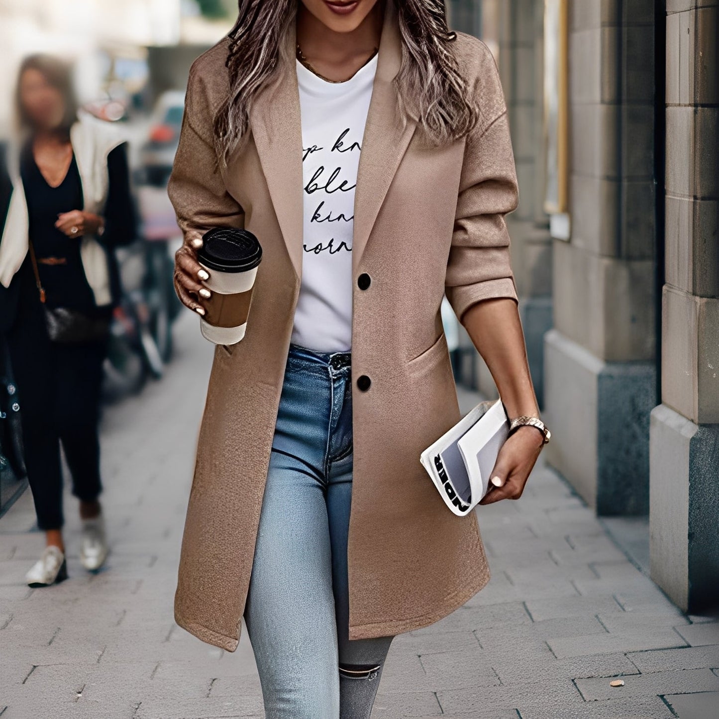 Samantha - Modern, gros palton de lână pentru femei