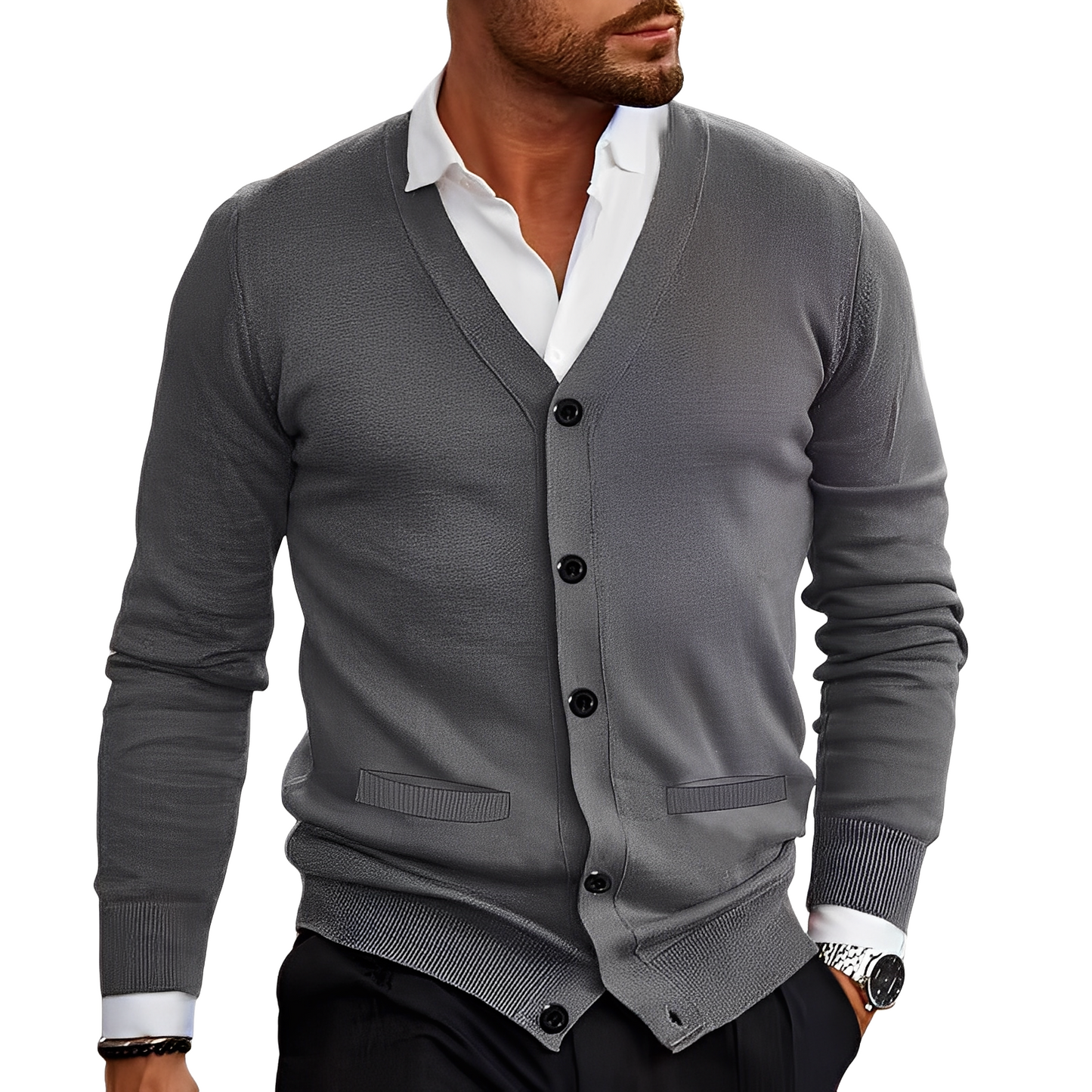 Bradley - Cardigan casual, simplu pentru bărbați