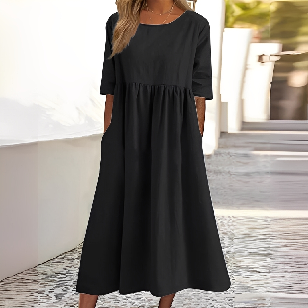 Sylvette - Rochie de bumbac pentru femei cu decolteu rotund