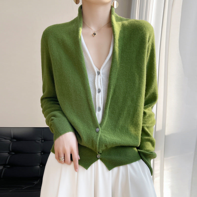 Jayleen - Top lejer din tricot cu nasturi pentru femei