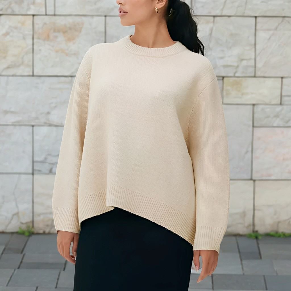 Shanelle - Pulover clasic cu guler rotund pentru femei