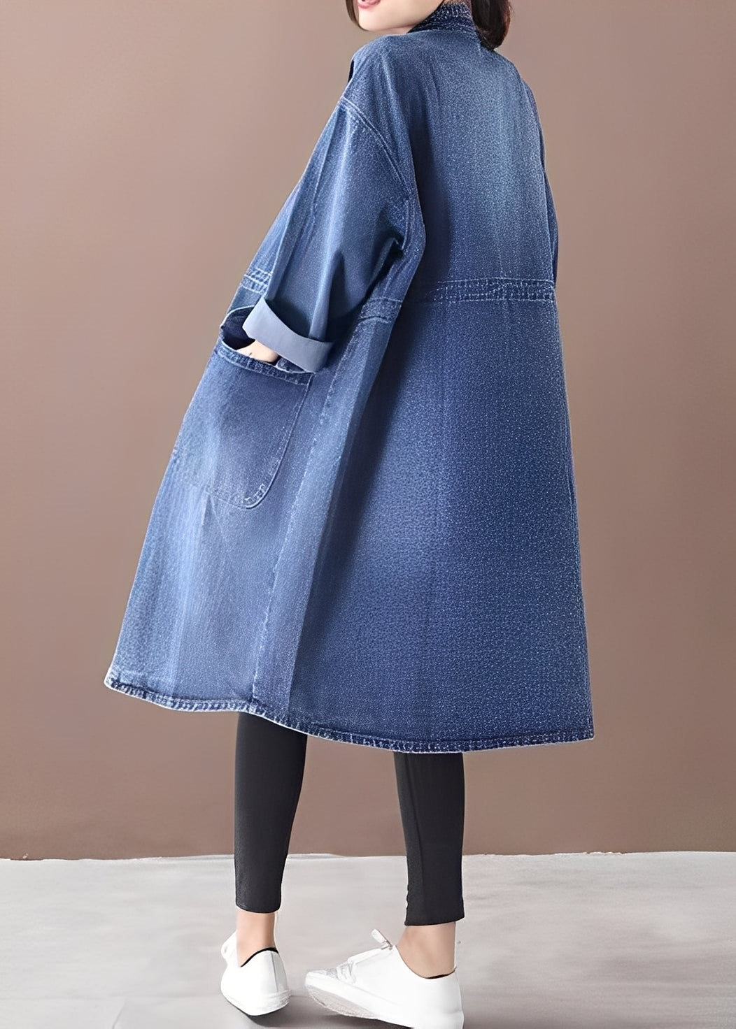 Jacinda - Geacă din jeans largă cu guler înalt pentru femei