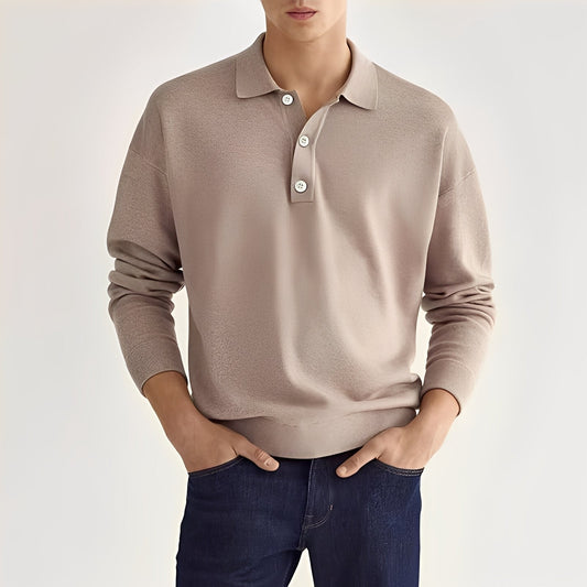Dominic - Tricou polo cu mânecă lungă, casual pentru bărbați