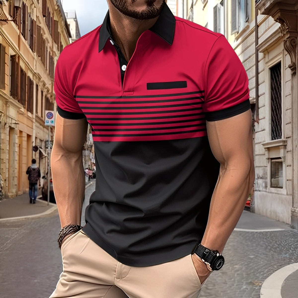 Derryl - Polo masculin cu dungi