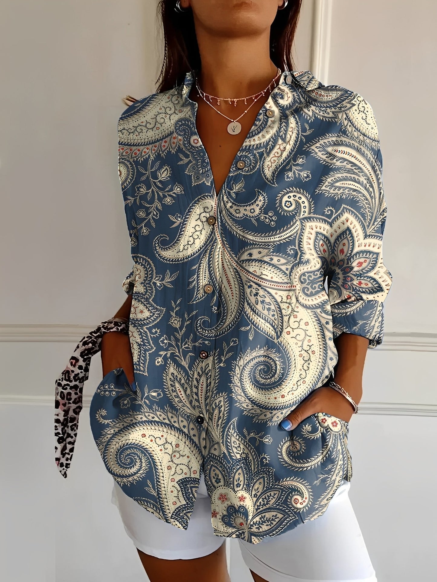 Melissa - Bluză elegantă cu imprimeu floral pentru femei