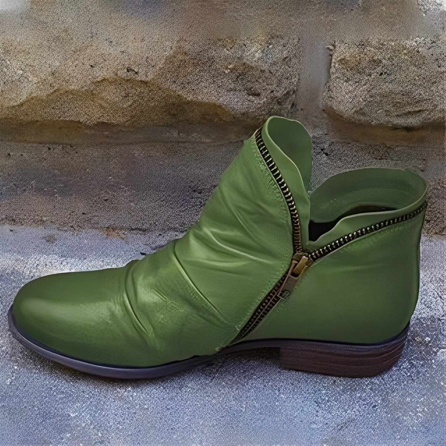Veronica - Cizme retro din piele cu fermoar pentru femei