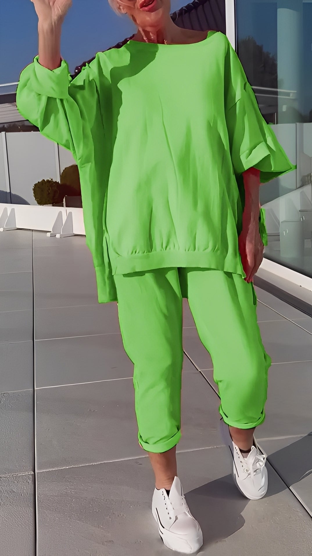 Eleanore - Set confortabil cu tricou larg și pantaloni pentru femei
