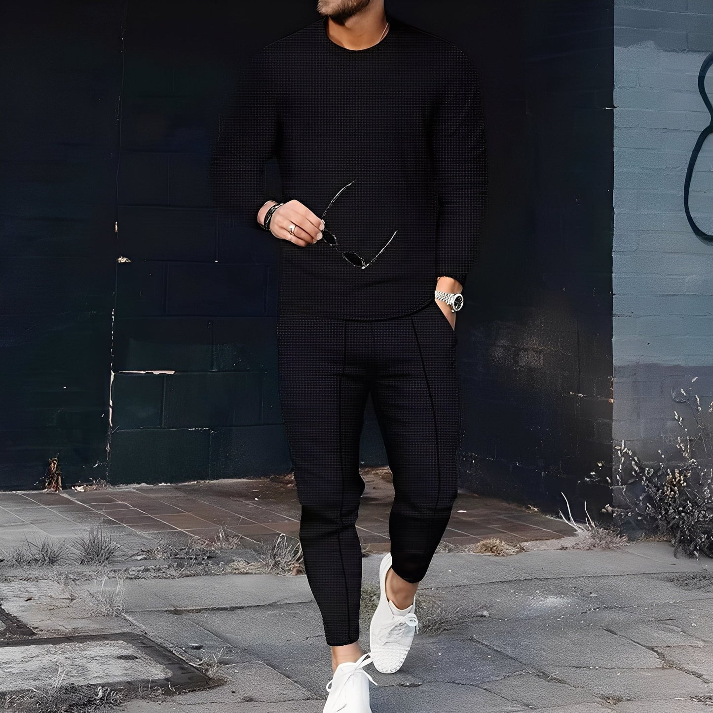 Dillan - Set Bărbați Slim-Fit Relaxat din Material Tip Waffle