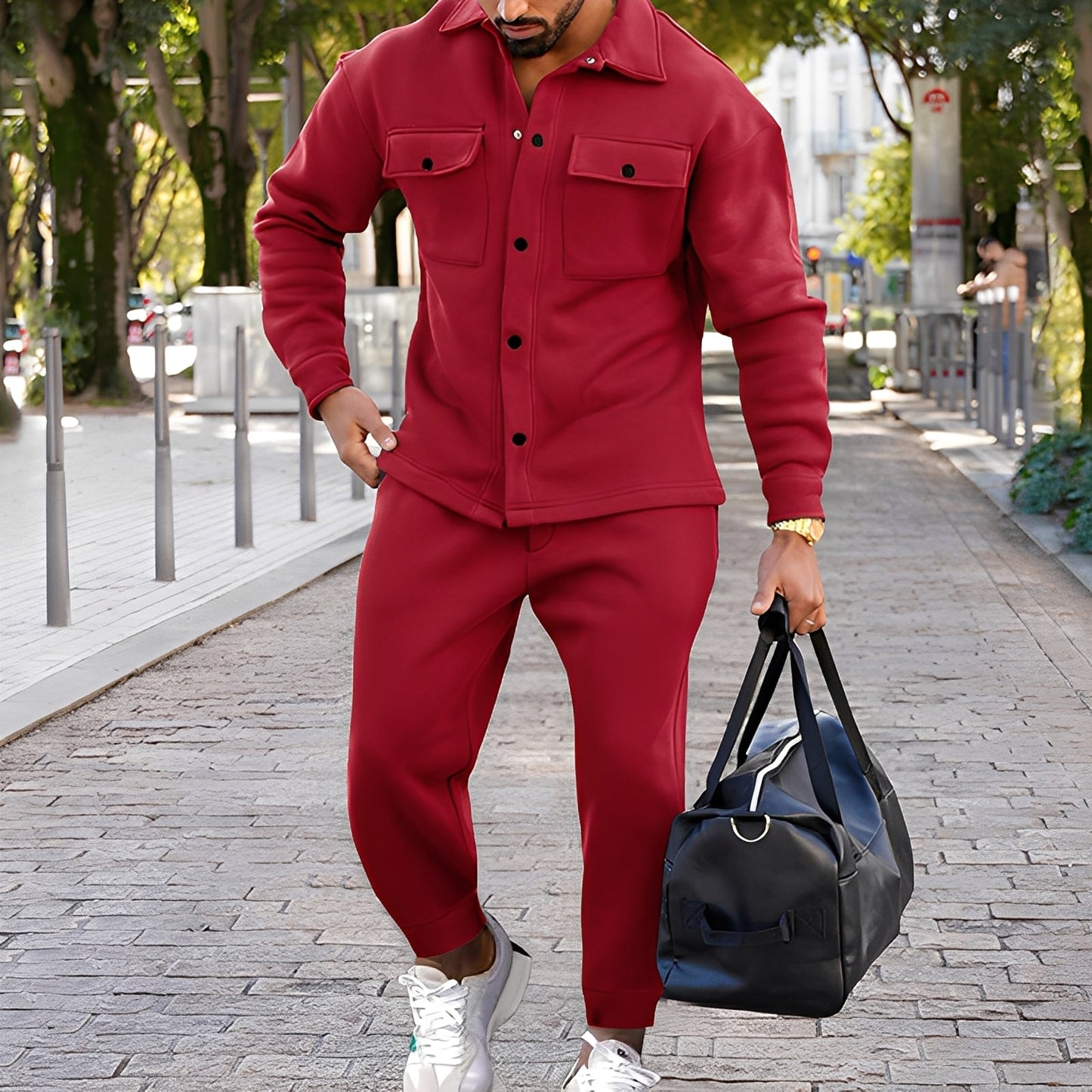 Kent - Set lejer Slim-Fit din cămașă și pantaloni pentru bărbați