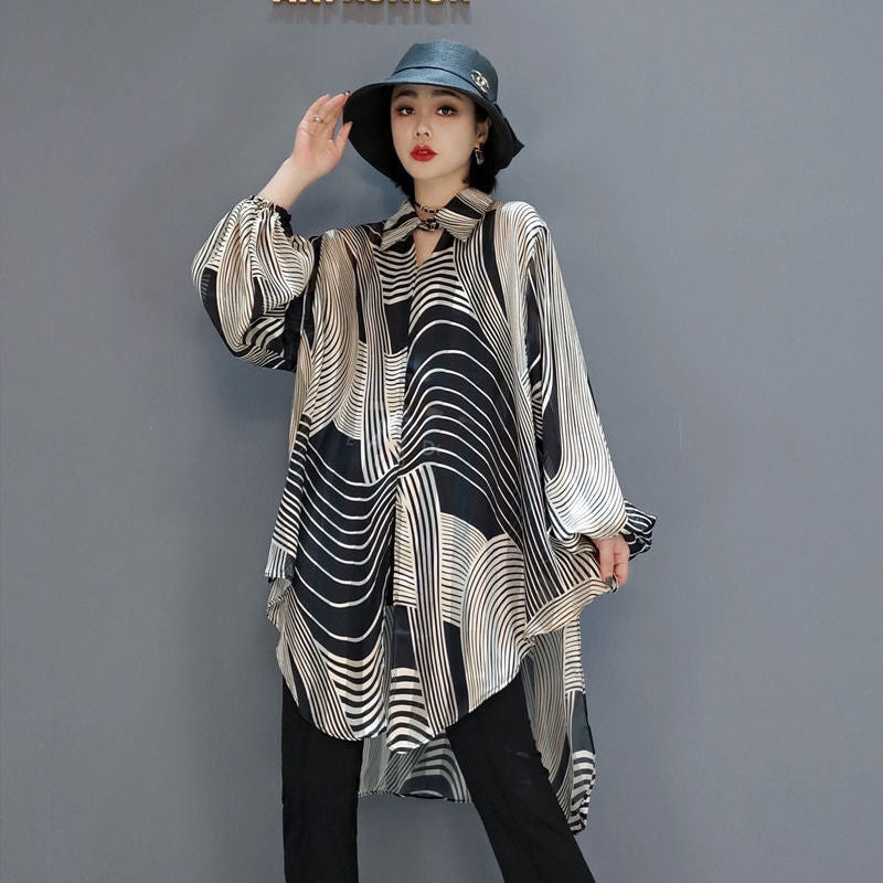 Hazel - Bluză elegantă din șifon cu croială asimetrică pentru femei