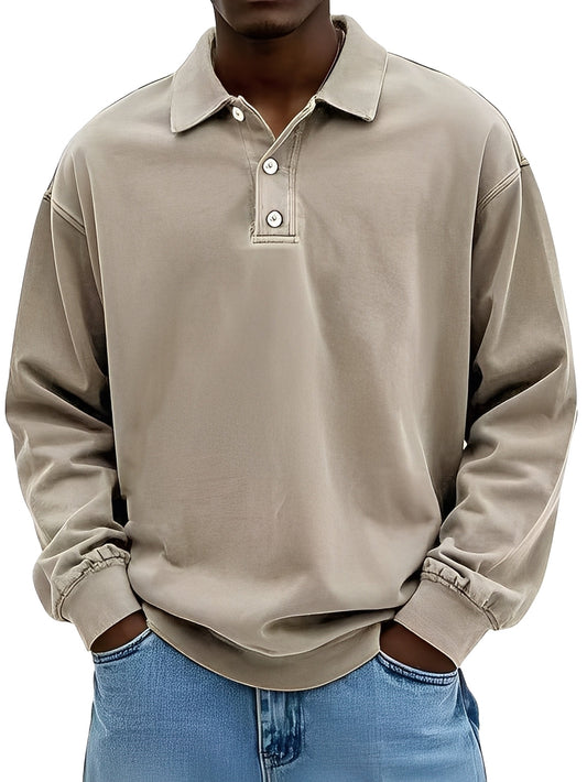 Clayton - Tricou polo clasic cu mânecă lungă pentru bărbați