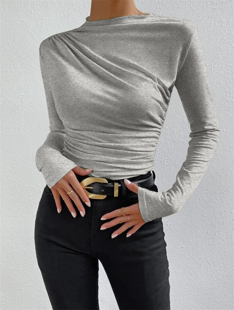 Livia – Tricou cu Mâne Lungă cu Falduri