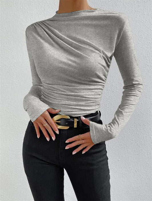 Livia – Tricou cu Mâne Lungă cu Falduri