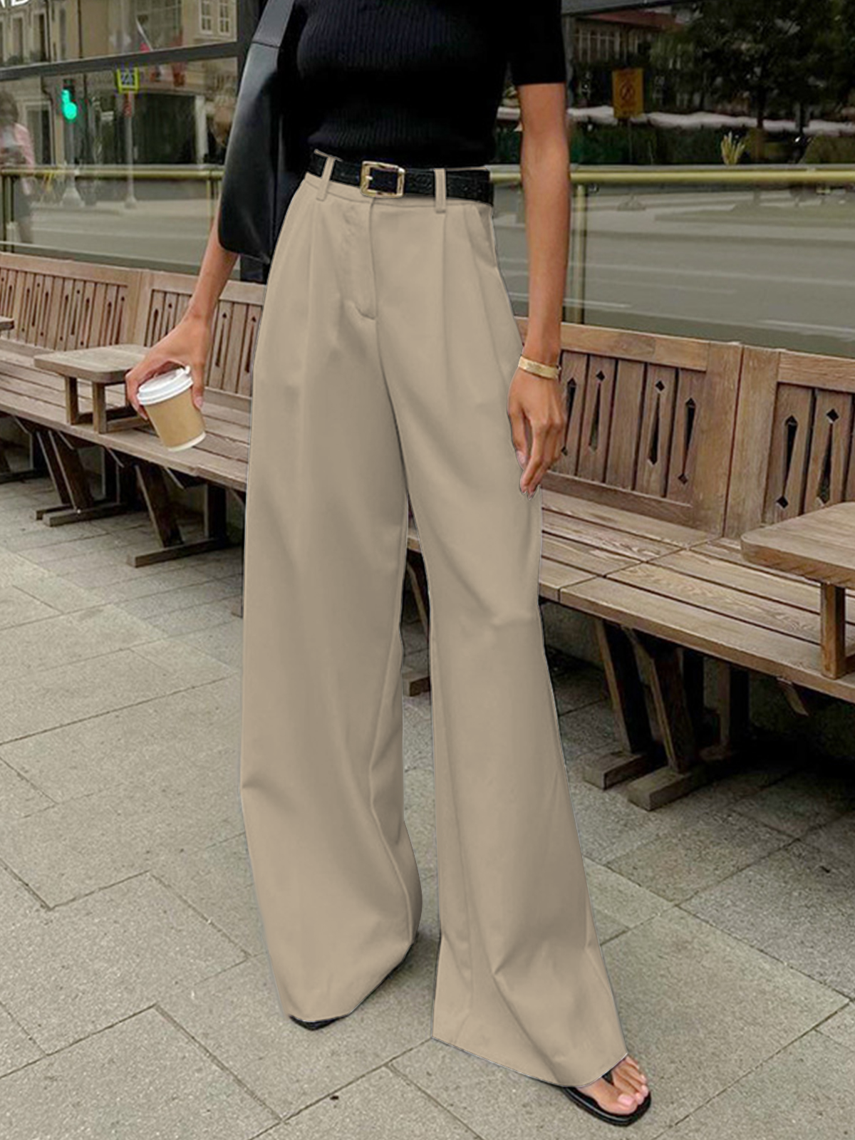 Marlene – Pantaloni Largi Fără Curea